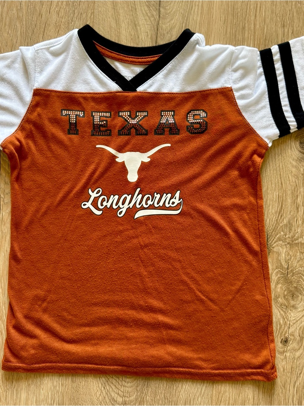 Rhinestone Texas Longhorns Orange & White Short Sleeve Tee